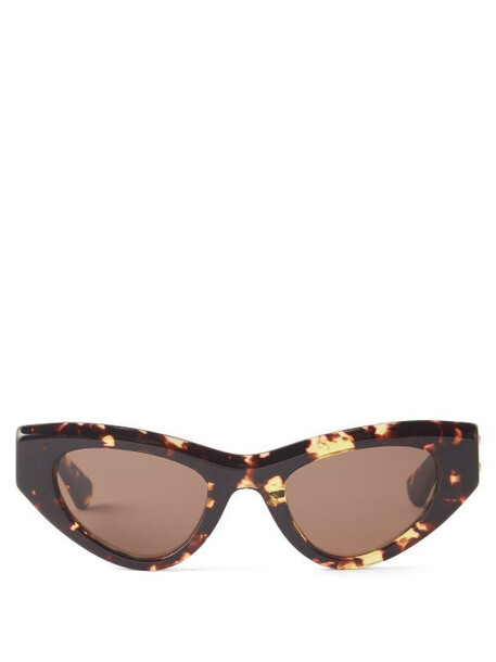 Bottega Veneta - Cat-eye Tortoiseshell-acetate Sunglasses - Womens - Brown Gold