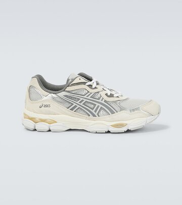 asics gel-nyc suede and mesh sneakers in neutrals