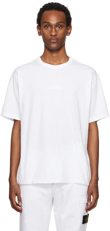 stone island white embroidered t-shirt
