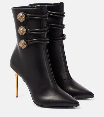 Balmain Alma leather ankle boots in black