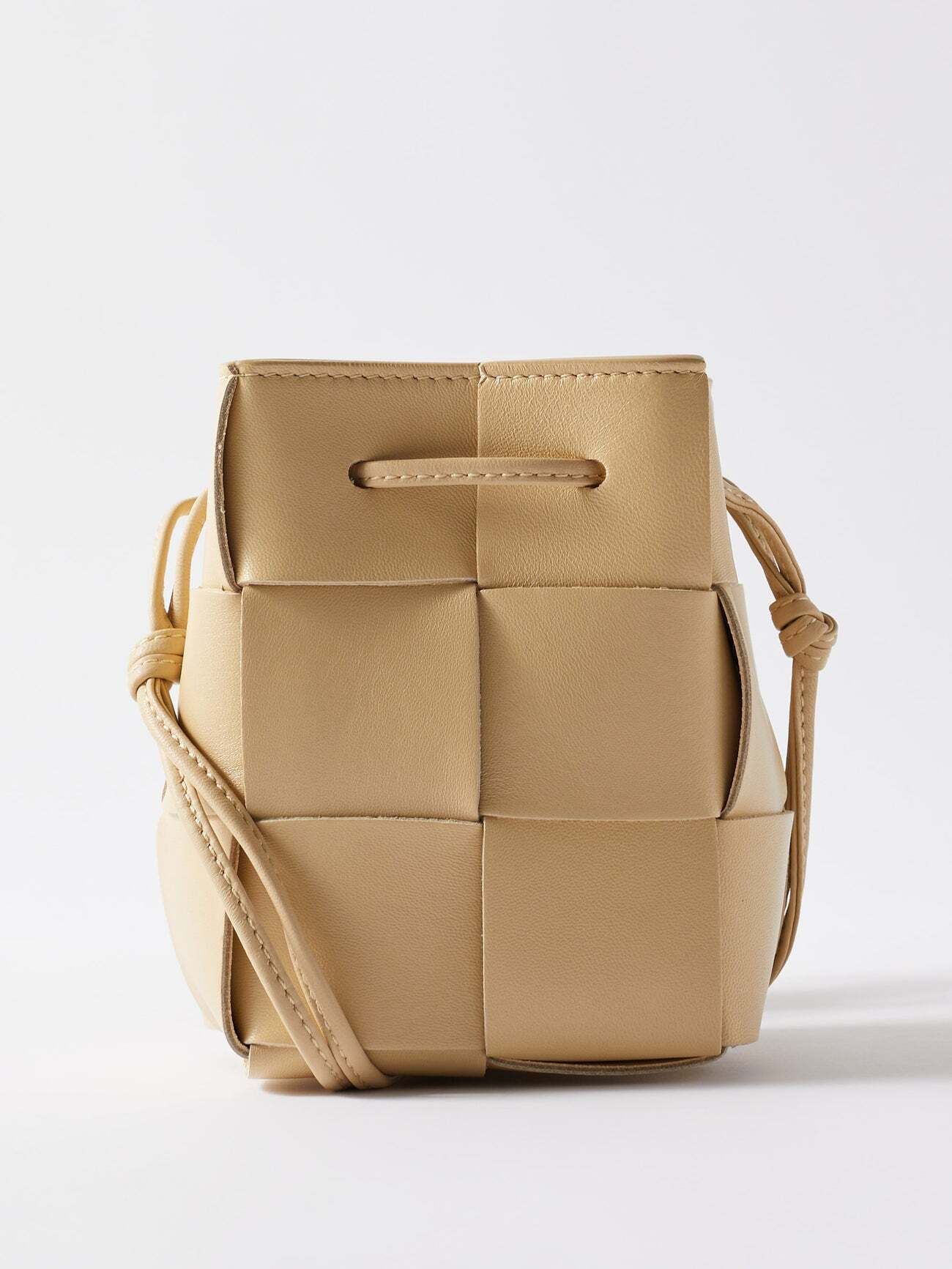 Bottega Veneta - Cassette Mini Intrecciato-leather Bucket Bag - Womens - Beige