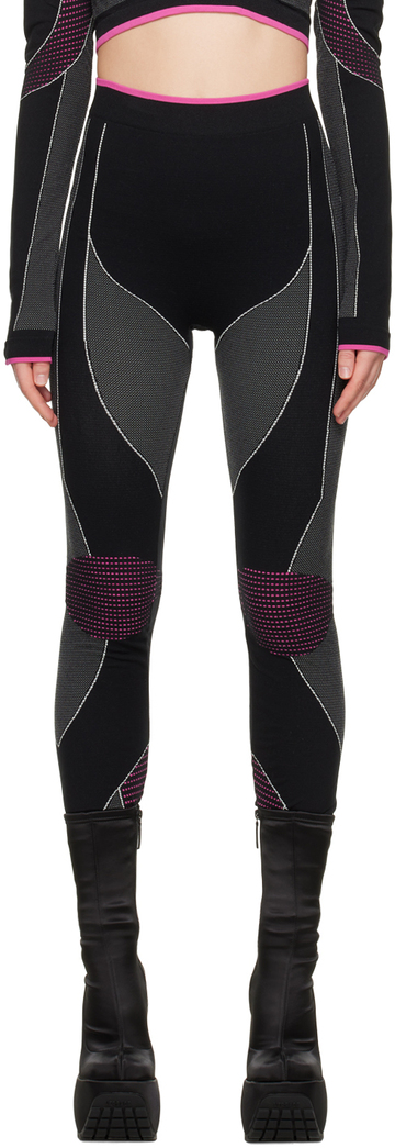 Balmain Black & Pink Rossignol Edition Seamless Leggings in noir / fuchsia