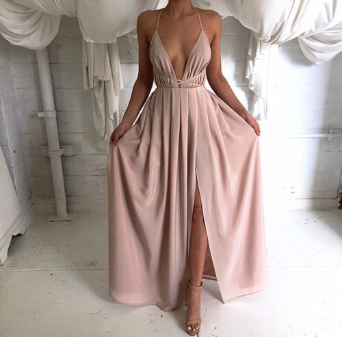 Pink Maxi Slit Elegant Dress on Storenvy
