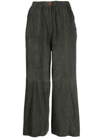 alysi panelled straight-leg suede trousers - grey