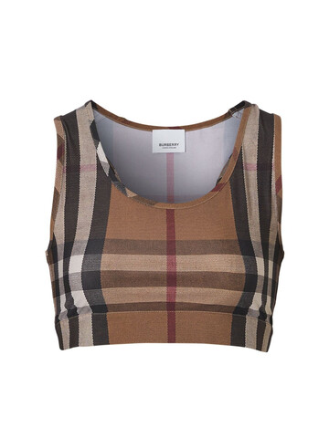 BURBERRY Immy Sleeveless Check Crop Top in brown