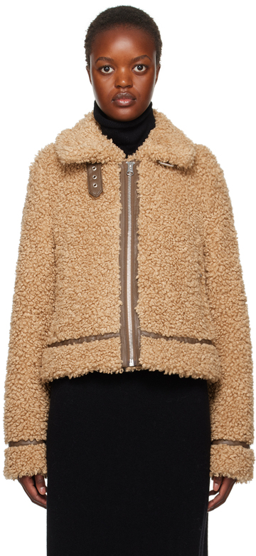 stand studio brown audrey faux-shearling jacket