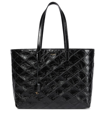 Saint Laurent Shopping E/W quilted leather tote in black