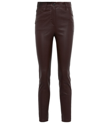 Brunello Cucinelli High-rise skinny leather pants in brown