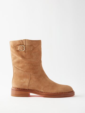 santoni - rider suede ankle boots - womens - tan