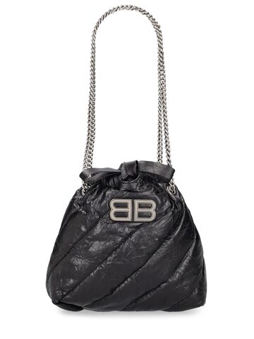 balenciaga xs crush quilted leather tote bag in black