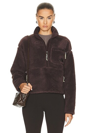 the north face extreme pile sherpa fleece pullover in brown