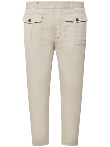 dsquared2 stretch cotton drill cargo pants in stone
