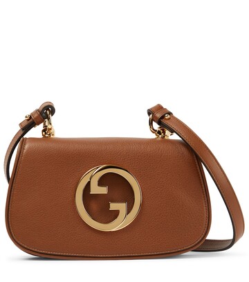 gucci blondie mini leather shoulder bag in brown