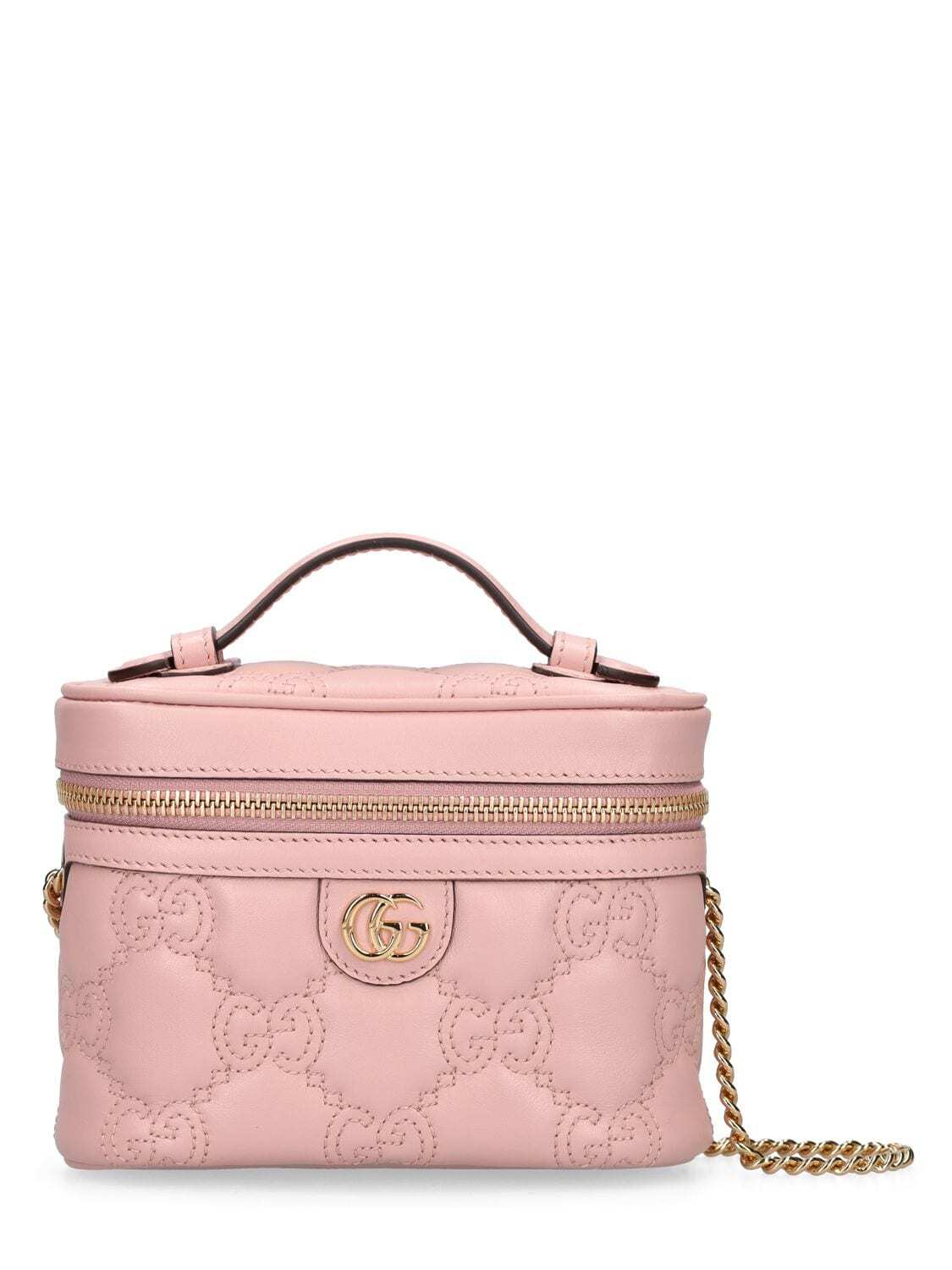 GUCCI Matelassé Leather Top Handle Mini Bag in pink