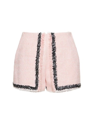 MSGM Cotton Blend Tweed Shorts in pink