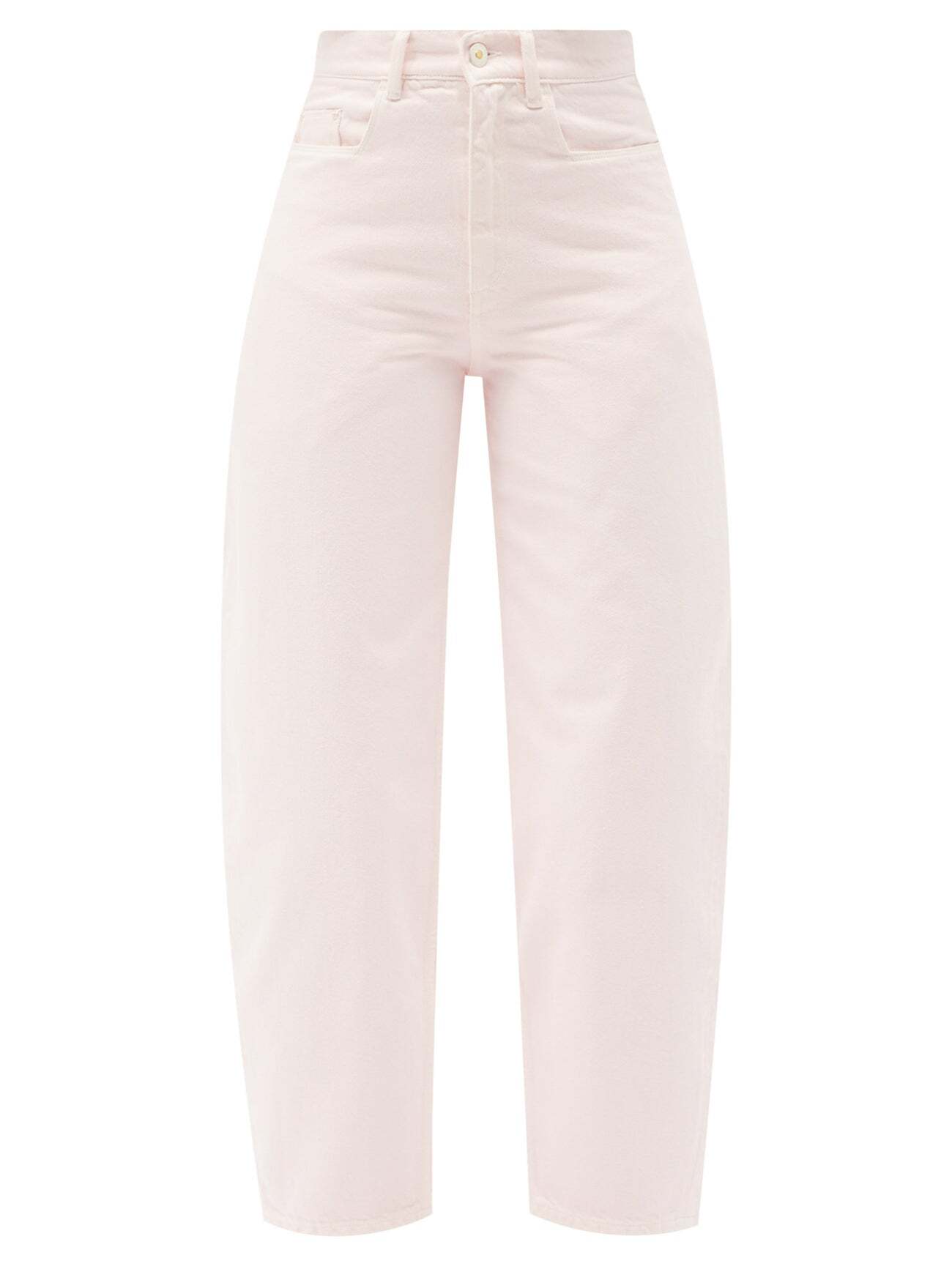Wandler - Chamomile Cropped Organic-cotton Wide-leg Jeans - Womens - Light Pink