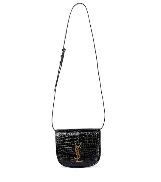 Saint Laurent Kaia Small croc-effect leather shoulder bag in black