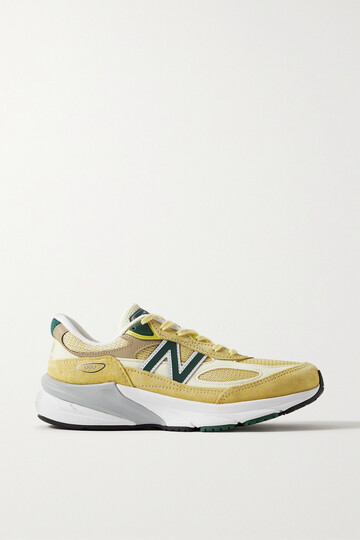new balance - 990v6 leather-trimmed mesh and suede sneakers - yellow