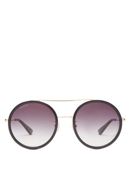Gucci - Round Metal Sunglasses - Womens - Grey Gold