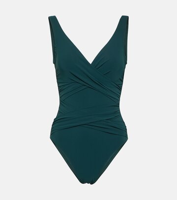 karla colletto basics draped swimsuit in green