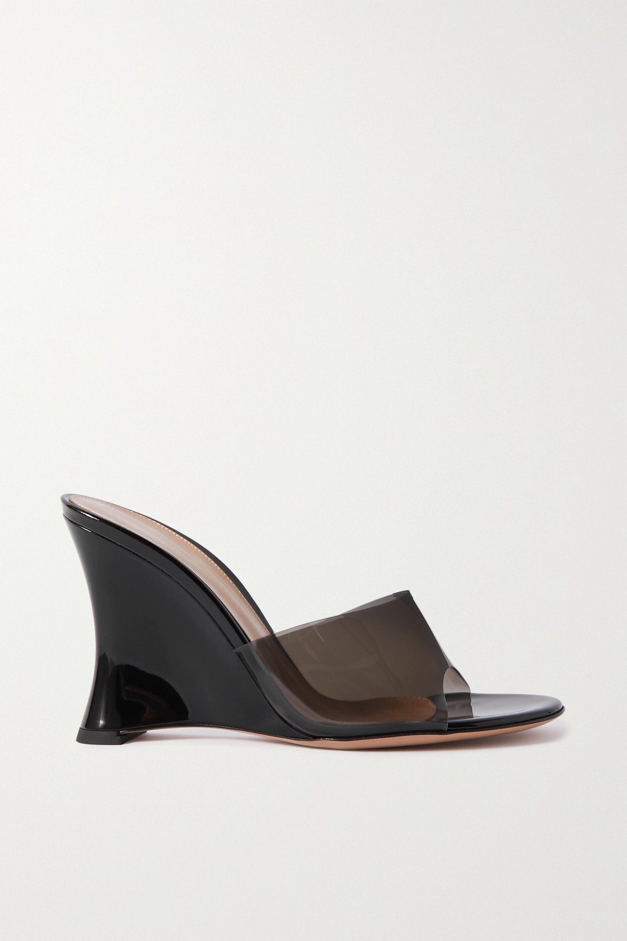 Gianvito Rossi - Futura 95 Patent-leather And Pvc Wedge Sandals - Black
