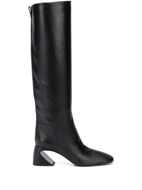 Jil Sander sculpted heel leather boots in black