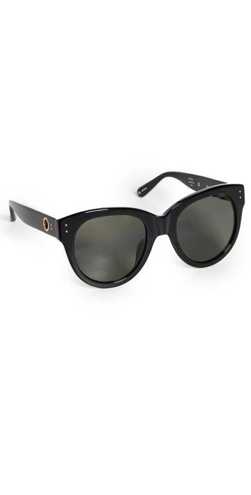 Linda Farrow Luxe Madi Sunglasses in black / gold / grey / yellow