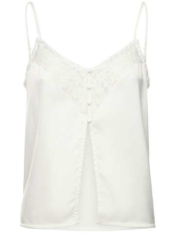 MUSIER PARIS Forcina Satin & Lace Top in white