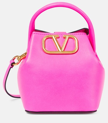 valentino garavani vlogo leather shoulder bag in pink