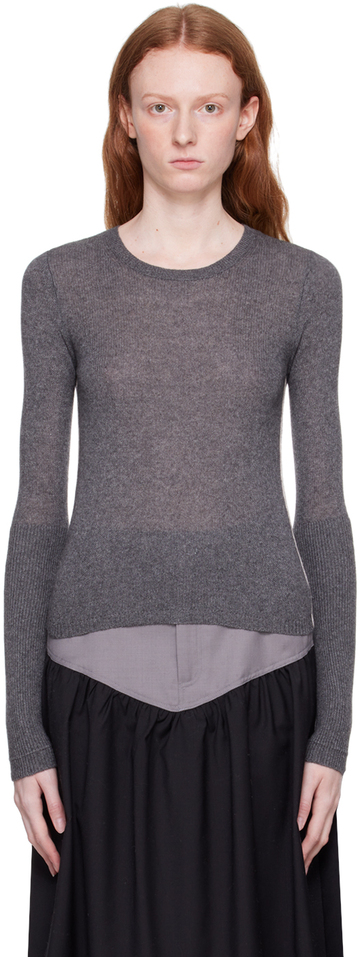 Maria McManus Gray Feather Weight Sweater in charcoal