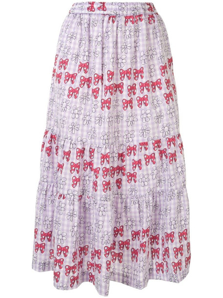 Comme Des Garçons Girl printed ruffle layered skirt in purple