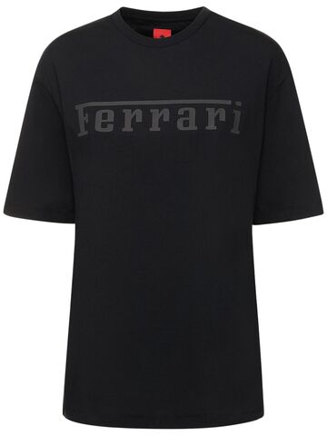 FERRARI Embossed Logo Cotton Jersey T-shirt in black