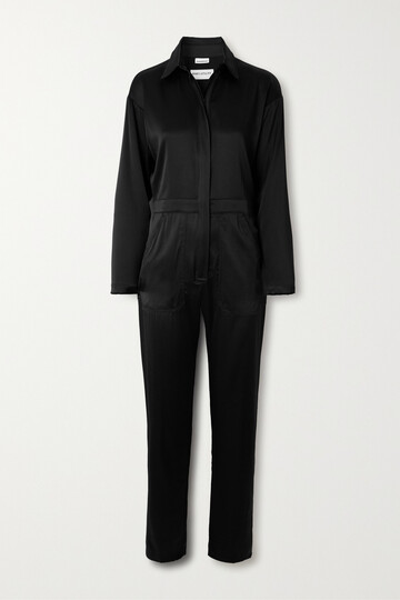 rivet utility - + net sustain powerhouse stretch-silk charmeuse jumpsuit - black
