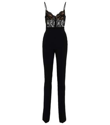 David Koma Lace-trimmed cady jumpsuit in black