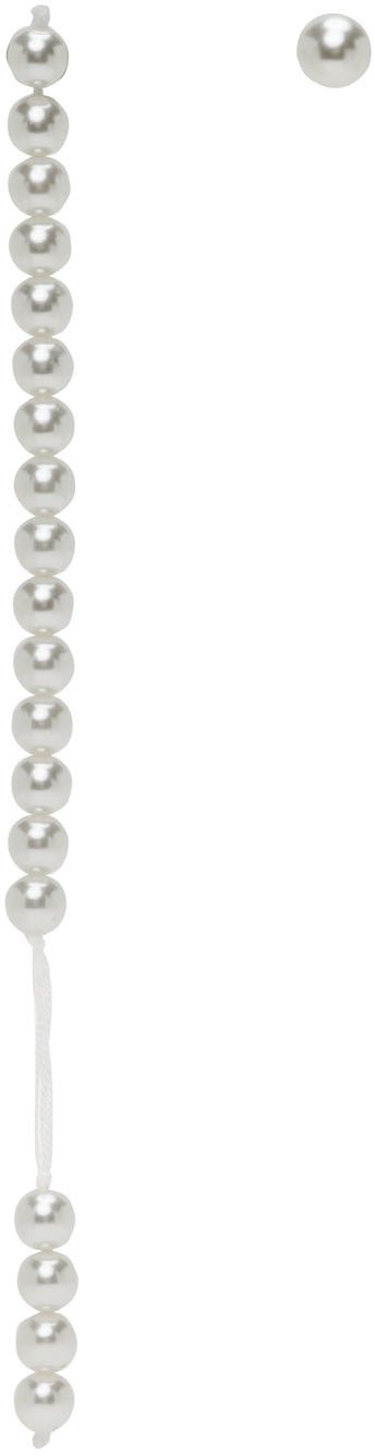mm6 maison margiela white asymmetric pearl earrings