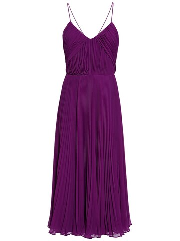 max mara clarino plissé georgette midi dress in purple