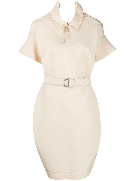 Marni crinkled effect belted shirt dress in neutrals