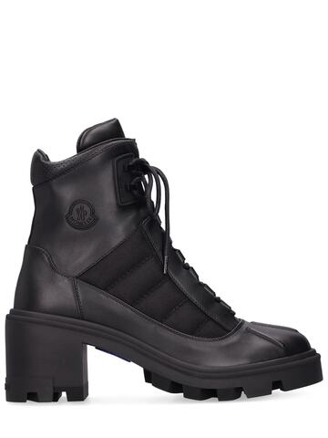 moncler 60mm carol slant leather ankle boots in black