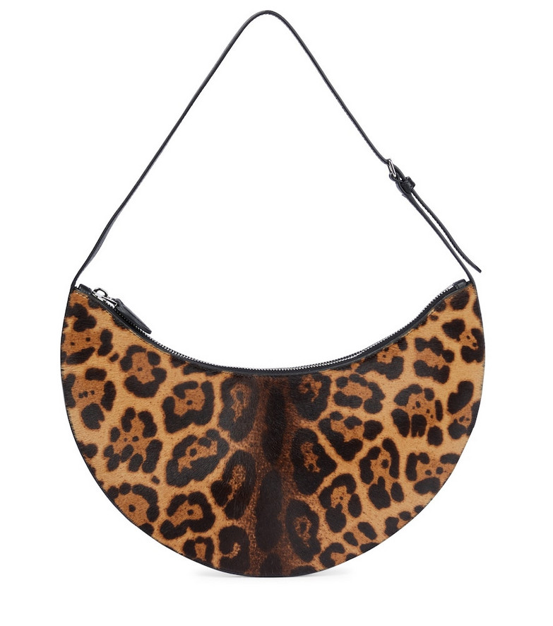 AlaÃ¯a Half Moon leopard-print shoulder bag in brown