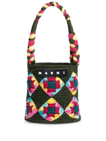 marni market cylinder crochet tote - black
