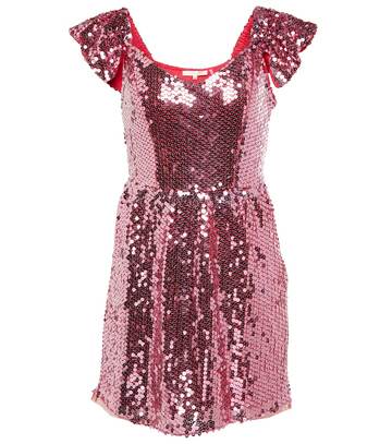loveshackfancy alva sequin-embellished minidress in pink