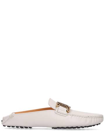 tod's 10mm gommini leather mules in white