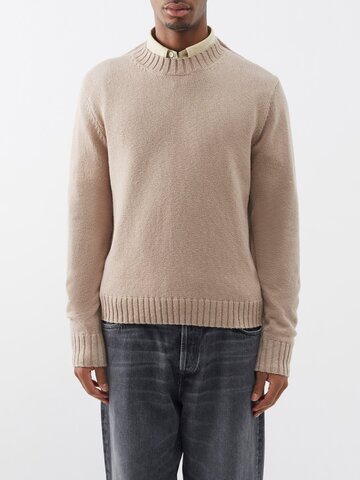 acne studios - keel crew-neck cotton sweater - mens - beige