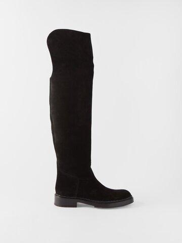 santoni - rider suede over-the-knee boots - womens - black