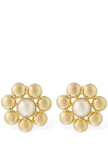 ROSANTICA Petalo Faux Pearl Small Earrings in gold / white