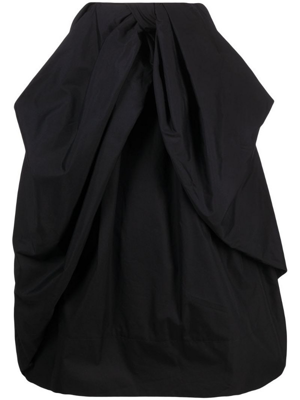 Simone Rocha ruched flared midi skirt in black