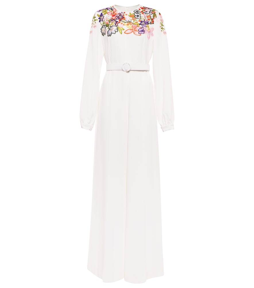 Costarellos Zinnia floral-embroidered jumpsuit in white