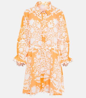 juliet dunn floral embroidered cotton minidress in orange