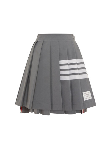 THOM BROWNE Pleated Jersey Four Bar Mini Skirt in grey