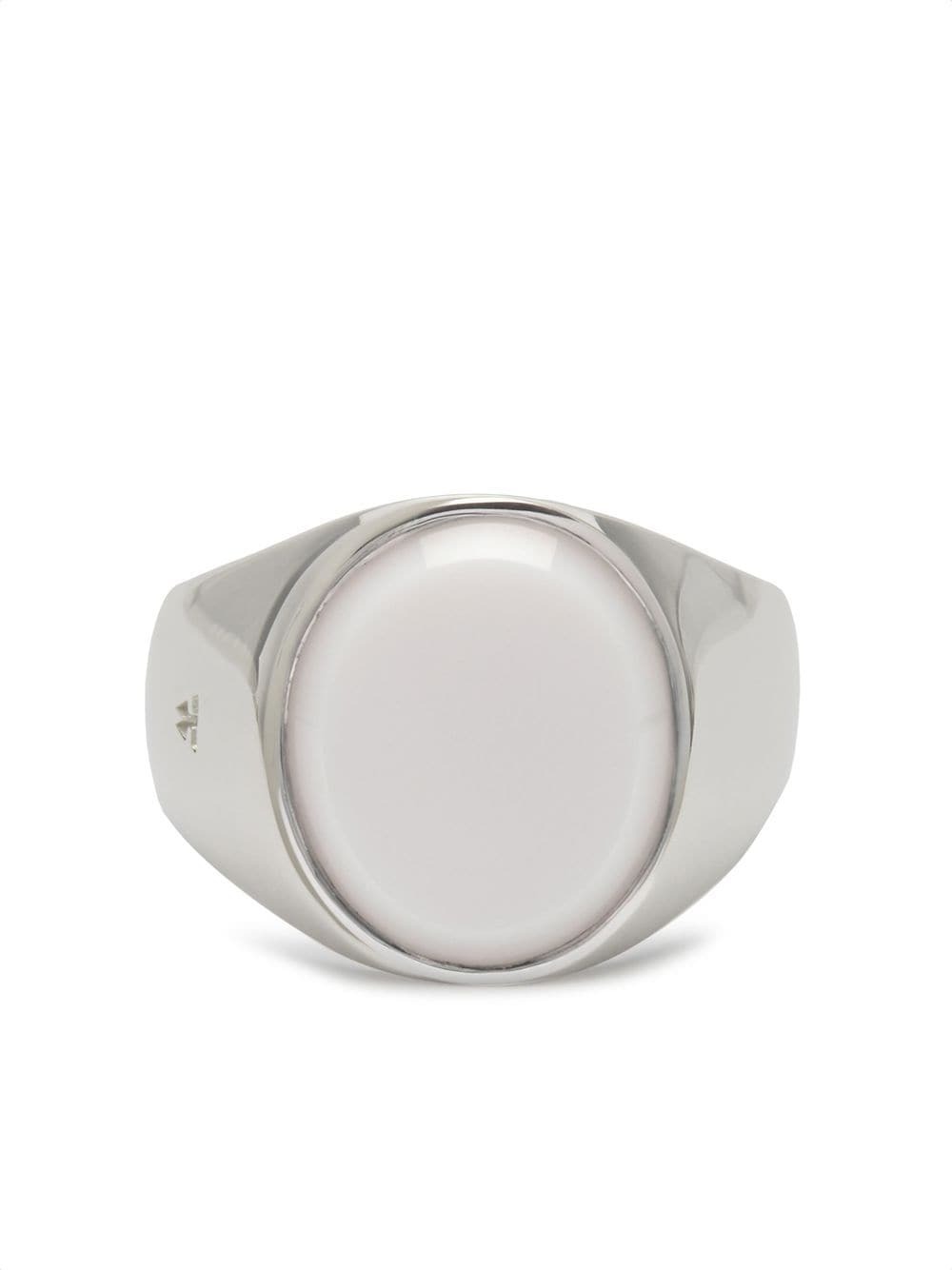 Tom Wood sterling silver Oval white agate ring